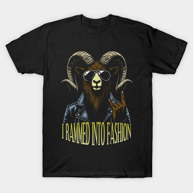 Badass Rockstar Ram Goat T-Shirt by MetalByte